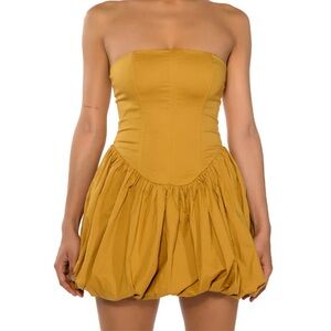 Strapless Black Bubble Hem Mini Dress